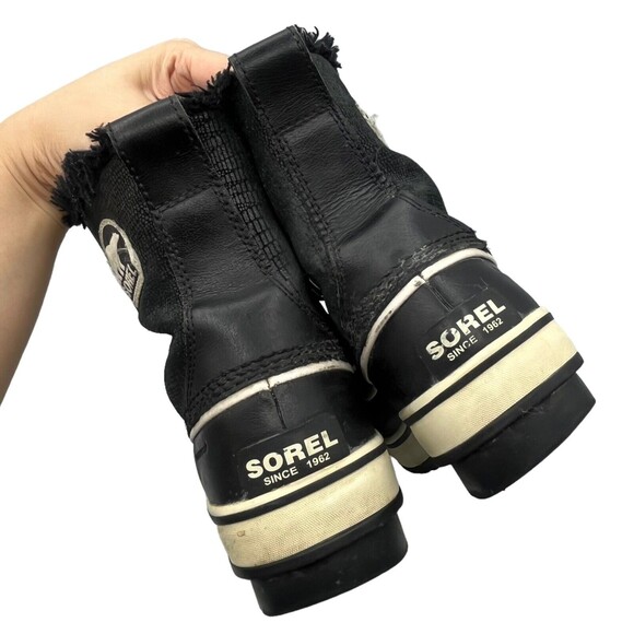 SOREL Tivoli Snow Boots Women’s Size 7 Black Waterproof Mid Faux Fur Winter - Picture 10 of 12